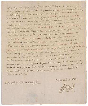 Lot #339 King Louis XV: Louis the Beloved addresses the Pope - Image 1