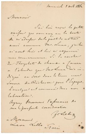 Lot #395 Justus von Liebig Handwritten Letter Signed - Image 1