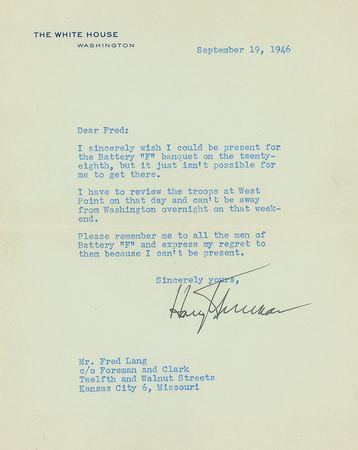 Lot #87 Harry S. Truman Typed Letter Signed - Image 1