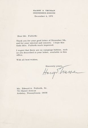Lot #144 Harry S. Truman Typed Letters Signed - Image 3