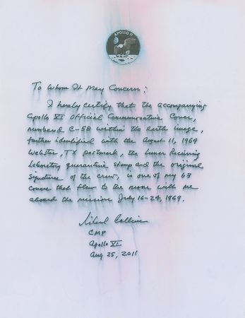 Lot #544 Apollo 11: Flown crew-signed cover from the CMP?s collection - Image 2
