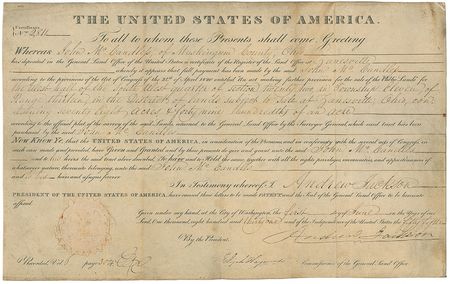 Lot #16 Andrew Jackson Signed Document