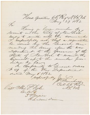 Lot #474 Israel B. Richardson and Union Generals Endorsements - Image 1