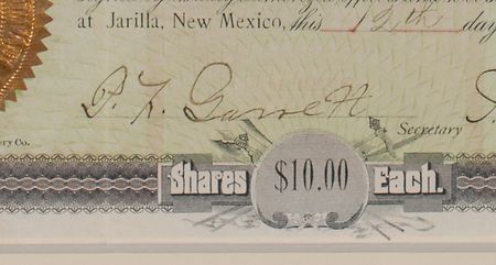 Lot #261 Pat Garrett: Billy the Kid?s killer invests in gold?a rare triple-signed certificate - Image 3