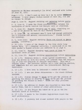 Lot #538 Charles Lindbergh: Lindbergh focuses on his conservation efforts: ?Only a fraction of my life for the last forty years has been devoted to aviation? - Image 1