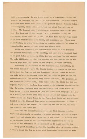 Lot #82 Harry S. Truman: ?I say the Court cannot be packed,? Truman proclaims as he reflects on appointments-gone-wrong by Jefferson, Lincoln, Coolidge, and Wilson - Image 2