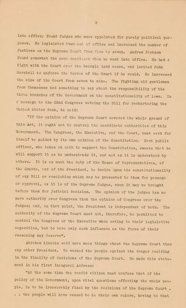 Lot #82 Harry S. Truman: ?I say the Court cannot be packed,? Truman proclaims as he reflects on appointments-gone-wrong by Jefferson, Lincoln, Coolidge, and Wilson - Image 3