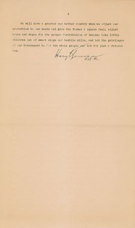 Lot #82 Harry S. Truman: ?I say the Court cannot be packed,? Truman proclaims as he reflects on appointments-gone-wrong by Jefferson, Lincoln, Coolidge, and Wilson - Image 6
