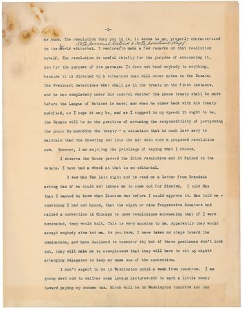 Lot #125 William H. Taft: “Wilson’s speech was just like all of his,” his predecessor complains, “He never answers any argument at all” - Image 3