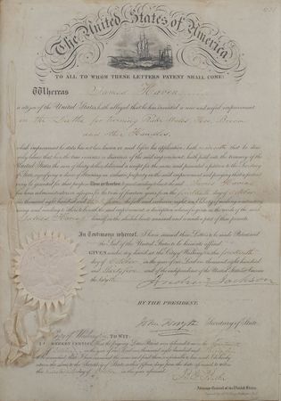 Lot #14 Andrew Jackson: An invention for making “Rake stales, Hoe, Broom, and other Handles” - Image 2