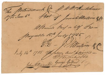 Lot #1 George Washington: Early 1785 “Potowmack