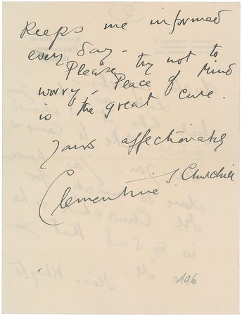 Lot #366 Clementine Churchill Handwritten Letter Signed - Image 1
