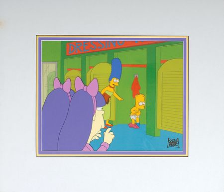 Lot #1202 Bart, Marge, Sherri, and Terri production cel from Lisa the Greek Production Cel - Image 1