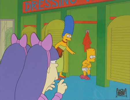 Lot #1202 Bart, Marge, Sherri, and Terri production cel from Lisa the Greek Production Cel - Image 2