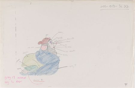 Lot #1194 Fievel, Tony, and Others color model production cel and drawings from An American Tail Color Model Production Cel and Drawing - Image 3
