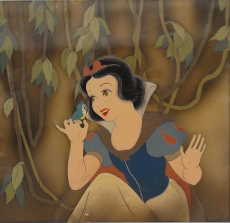 Lot #1023 Snow White and Bluebird production cels from Snow White and the Seven Dwarfs: Beautiful original Snow White production cels - Image 2