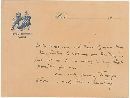 Lot #637 James Abbott McNeill Whistler Handwritten Letter Signed - Image 1