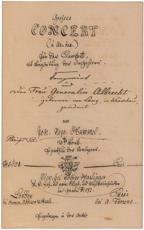 Lot #751 Johann Nepomuk Hummel Handwritten Title Pages - Image 1