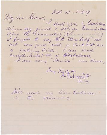 Lot #454 7th Cavalry: Algernon Smith Handwritten Letter Signed - Image 1