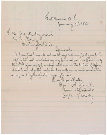 Lot #447 7th Cavalry: Charles C. DeRudio Handwritten Letter Signed - Image 1