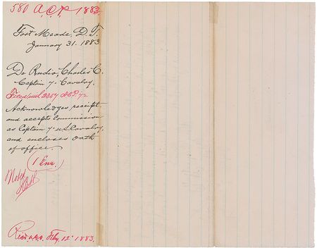 Lot #447 7th Cavalry: Charles C. DeRudio Handwritten Letter Signed - Image 2