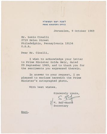 Lot #401 Golda Meir Signed Photograph - Image 2