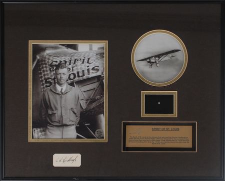 Lot #537 Charles Lindbergh Signature and Fabric - Image 1