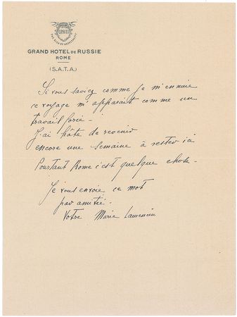 Lot #648 Marie Laurencin Handwritten Letter Signed - Image 1