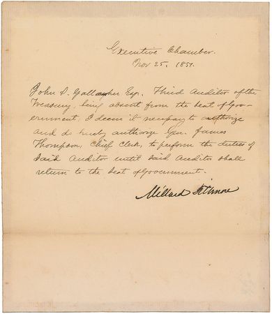 Lot #23 Millard Fillmore Signed Document