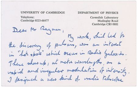 Lot #382 Antony Hewish Handwritten Letter Signed - Image 1