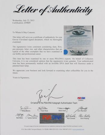 Lot #49 Grover Cleveland Signed Document - Image 3