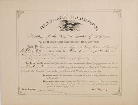 Lot #53 Benjamin Harrison Signed Document - Image 1