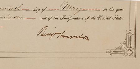 Lot #53 Benjamin Harrison Signed Document - Image 2