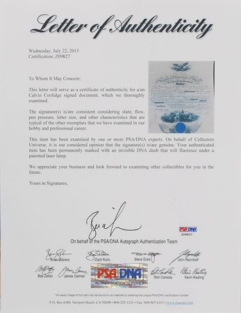 Lot #70 Calvin Coolidge Signed Document - Image 3
