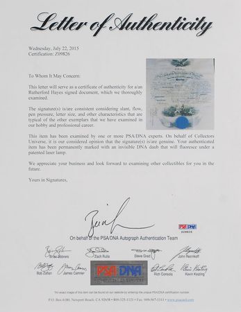Lot #40 Rutherford B. Hayes Signed Document - Image 3