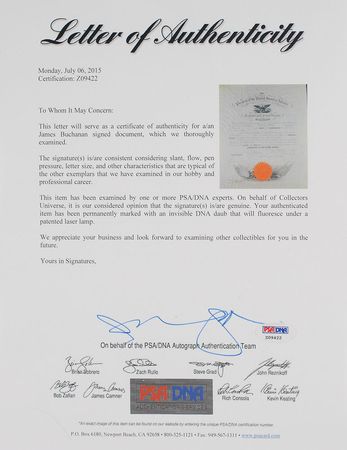 Lot #26 James Buchanan Signed Document - Image 3
