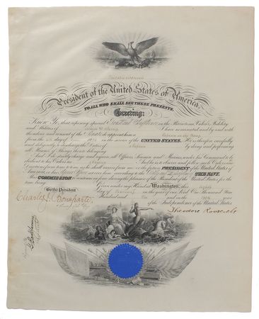 Lot #59 Theodore Roosevelt Signed Document - Image 1