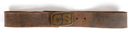 Lot #482 Confederate Waist Belt and Plate: Rare Confederate ?Army of Tennessee? leather belt - Image 1