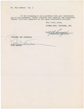 Lot #941 Paul Newman Signed Document - Image 3