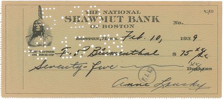 Lot #263 Meyer Lansky Check - Image 1