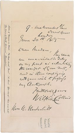 Lot #673 Charles Dickens and Wilkie Collins Album Page - Image 2
