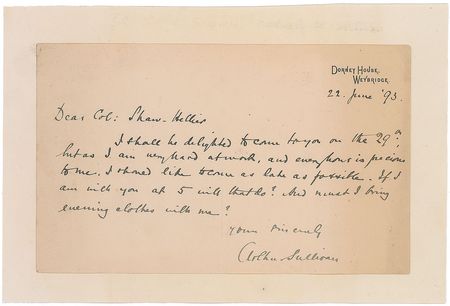 Lot #764 Arthur Sullivan Handwritten Letter Signed - Image 2