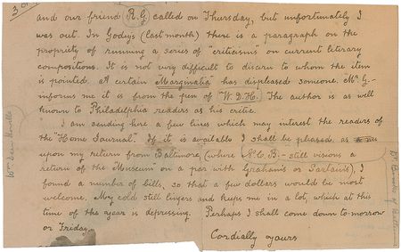 Lot #259 Joseph Cosey: Edgar Allan Poe Cosey Forgery - Image 2