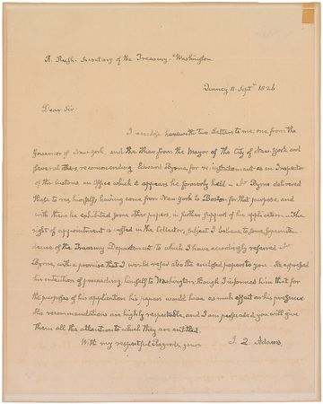 Lot #10 John Quincy Adams Handwritten Letter