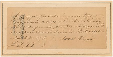 Lot #186 James Wilson Signed Document - Image 1