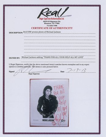 Lot #2162 Michael Jackson Signed Photograph - Image 3