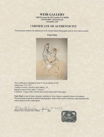 Lot #2136 Jerry Garcia Signed Lithograph - Image 3