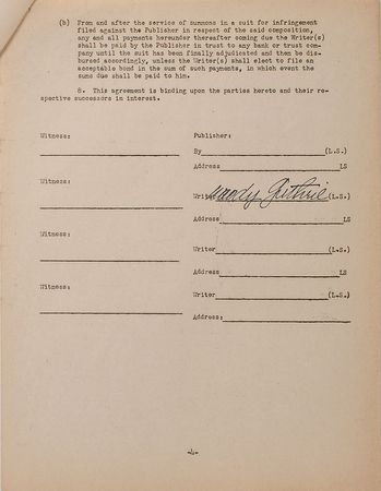 Lot #2179 Woody Guthrie Signed Document - Image 4
