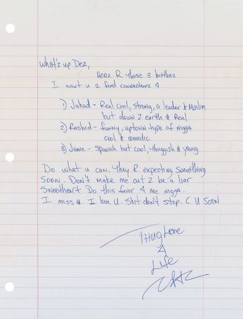 Lot #2466 Tupac Shakur Autograph Letter Signed - Image 1