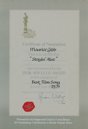 Lot #2272 Bee Gees Award Nomination Certificates - Image 2